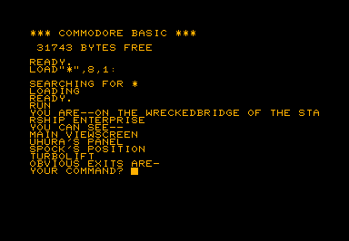 Trek Adventure game screenshot for Commodore PET